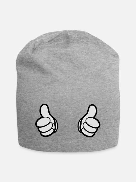 Comic Daumen, Style, Doppel Daumen,i bims - Jersey-Beanie - Grau meliert