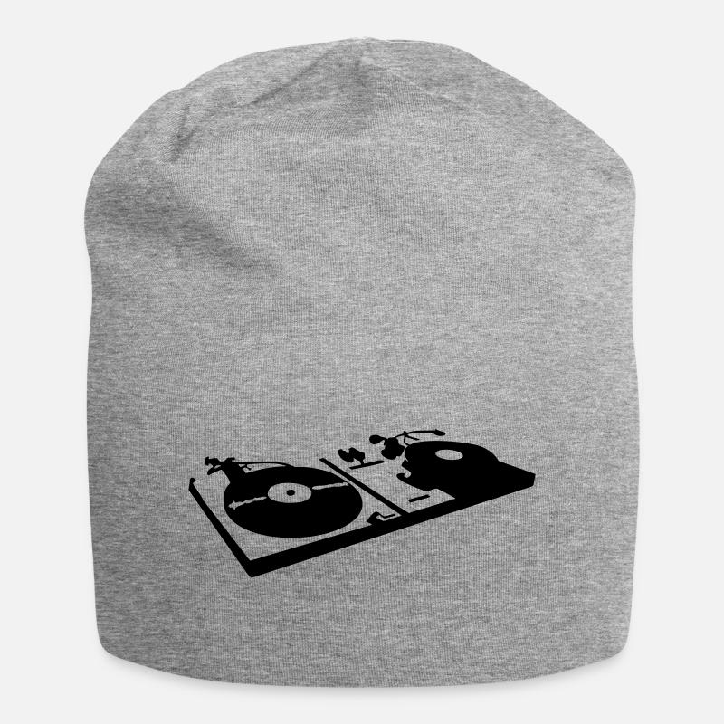 DJ, record player, vinyl - Bonnet en jersey - gris chiné