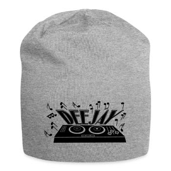 Deejay mit Plattenspieler und Tönen - Jersey-Beanie - Grau meliert - Vorne