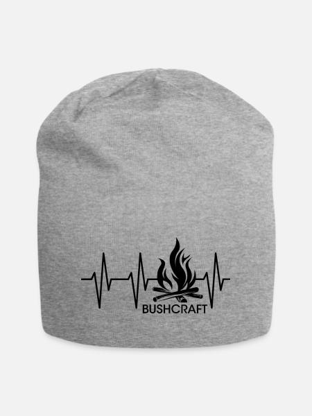 Bushcraft Feuer Herzschlag Outdoor Symbol Lager - Jersey-Beanie - Grau meliert