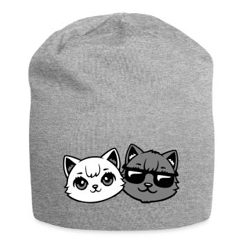 Süße Kätzchen Cooles Katerpaar Schwarz-Weiß Katzen - Jersey-Beanie - Grau meliert - Vorne