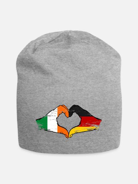 Irland Deutschland Flagge Hände Herzform - Jersey-Beanie - Grau meliert