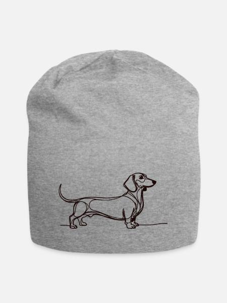 Minimalist Dackel One Line Art Shirt WITH A DACHSH - Jersey-Beanie - Grau meliert
