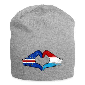 Kap Verde Luxemburg Flagge Hände Herzform used - Jersey-Beanie - Grau meliert - Vorne