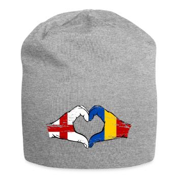 England Rumänien Flagge Hände Herzform used - Jersey-Beanie - Grau meliert - Vorne