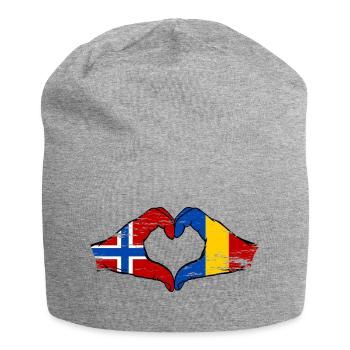Norwegen Rumänien Flagge Hände Herzform used - Jersey-Beanie - Grau meliert - Vorne