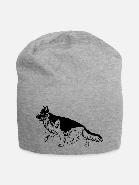 Langhaarschäferhund in Bewegung v2 - Jersey-Beanie - Grau meliert