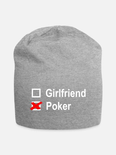 Girlfriend or Poker - Lustiges Poker T-Shirt Motiv - Jersey-Beanie - Grau meliert