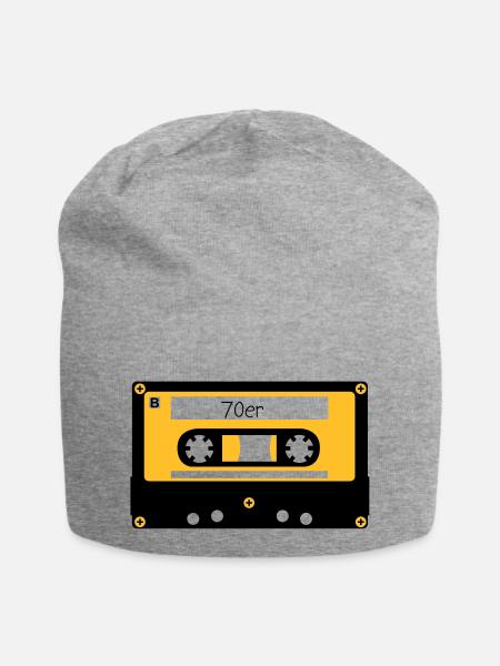 Kassette 70er - Jersey-Beanie - Grau meliert