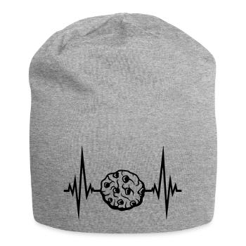 frequency heartbeat pulse cookie biscuit chocolate delicious - Jersey Beanie - heather grey - Front