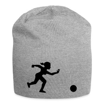 bowling player throws her ball - Jersey Beanie - heather grey - Front