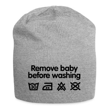 Remove baby before washing - Jersey Beanie - heather grey - Front