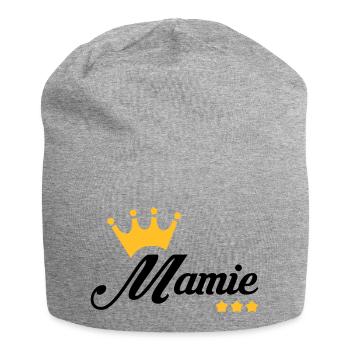 Mamie / Mamy / Grand Mere / Grand-Mère / Bébé - Bonnet en jersey - gris chiné - Devant