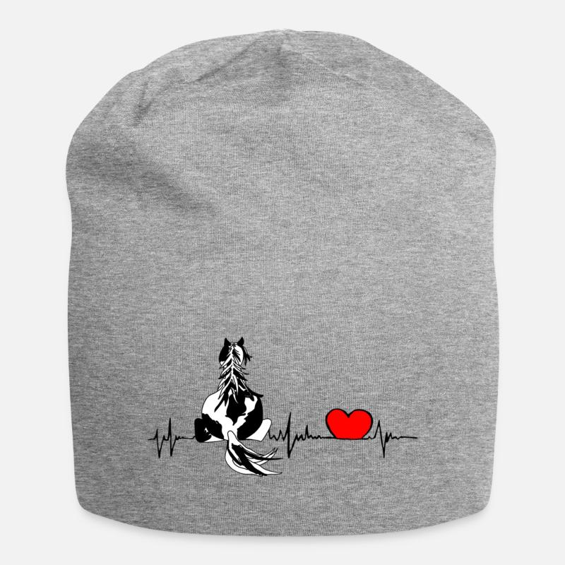 Heartbeat Pferdedesign - Herzfrequenz Tinker - Jersey-Beanie - Grau meliert