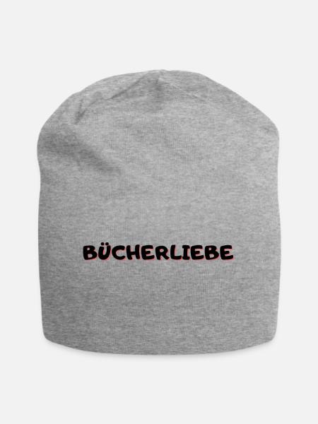 Bücherliebe - Jersey-Beanie - Grau meliert