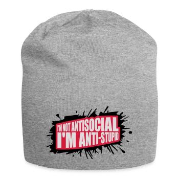 not antisocial anti stupid - Jersey Beanie - heather grey - Front