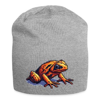 Pfeilgiftfrosch in cooler retro Pixelgrafik - Jersey-Beanie - Grau meliert - Vorne