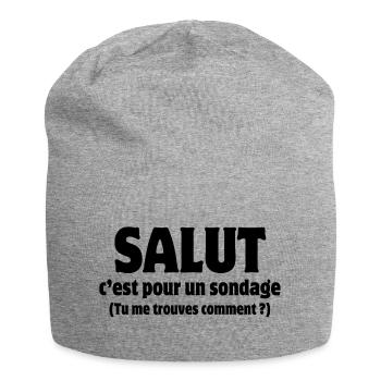 Hi, hello, poll - Jersey Beanie - heather grey - Front