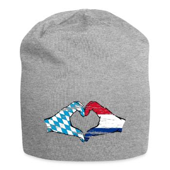 Bayern Holland Flagge Hände Herzform used - Jersey-Beanie - Grau meliert - Vorne