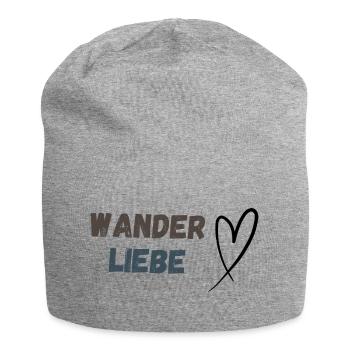 Schriftzug Wanderliebe und Herz, schlicht - Jersey-Beanie - Grau meliert - Vorne
