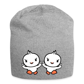 2 Vögel böse Mittelfinger zeigen Bad Boys rennen - Jersey-Beanie - Grau meliert - Vorne