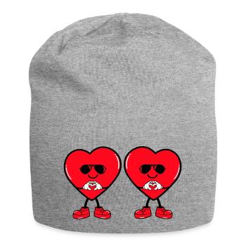 Heart Comic 2 - Jersey Beanie - heather grey - Front