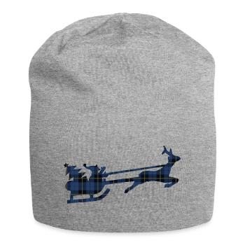 Blauer Tartan-Santa-Schlitten-Silhouette - Jersey-Beanie - Grau meliert - Vorne