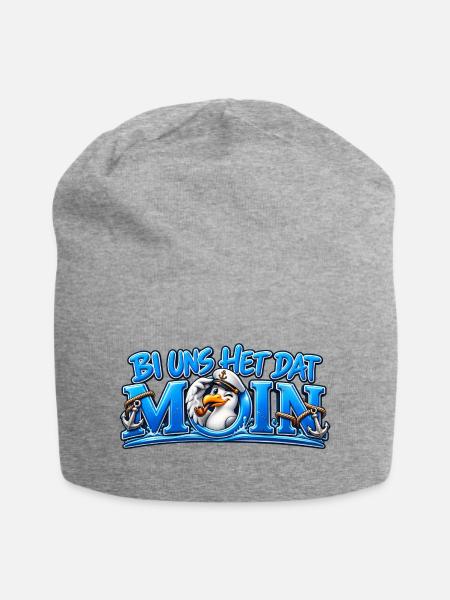 Bi uns het dat Moin - Möwe sagt Moin - Jersey-Beanie - Grau meliert