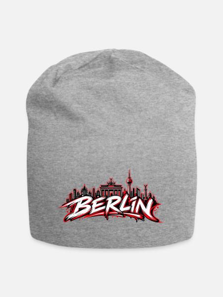 Berlin Graffiti Skyline Schriftzug - Jersey-Beanie - Grau meliert