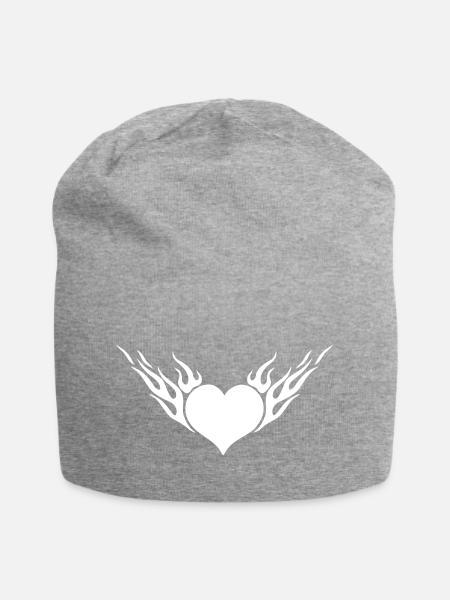 Feuerherz / Fire Heart 1c - Jersey-Beanie - Grau meliert