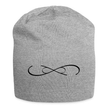 personalisierbar Doppel Infinity Symbol mit Namen - Jersey-Beanie - Grau meliert - Vorne