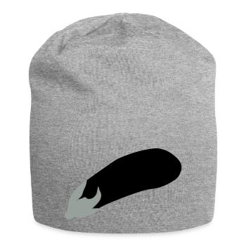 Aubergine - Jersey-Beanie - Grau meliert - Vorne