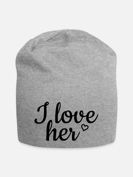 I love her - Jersey-Beanie - Grau meliert