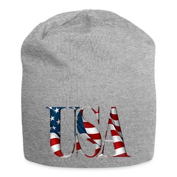 USA-Text - Jersey-Beanie - Grau meliert - Vorne