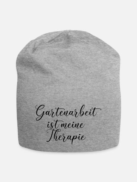 Garten Natur Therapie Schrift Spruch Gartenarbeit - Jersey-Beanie - Grau meliert