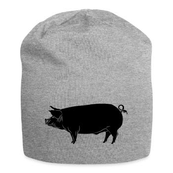 Pig shadow image logo - Jersey Beanie - heather grey - Front