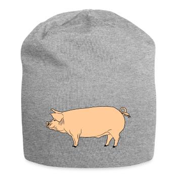 Pink pig - Jersey Beanie - heather grey - Front