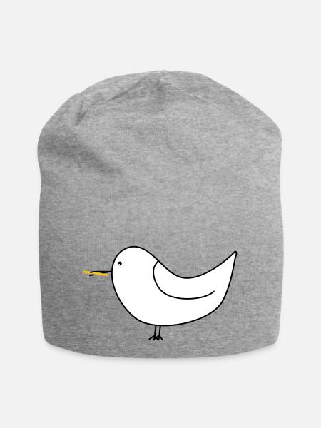 Weiße Möwe mit Pommes - Jersey-Beanie - Grau meliert
