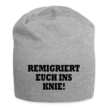 remigriert euch ins knie - Jersey-Beanie - Grau meliert - Vorne
