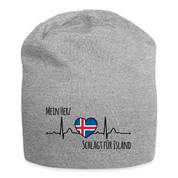 Mon cœur bat pour l’Islande la Scandinavie - Bonnet en jersey - gris chiné - Devant