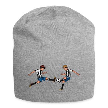 Two Boys Playing Soccer – Sports Team Spirit Art - Jersey Beanie - heather grey - Front
