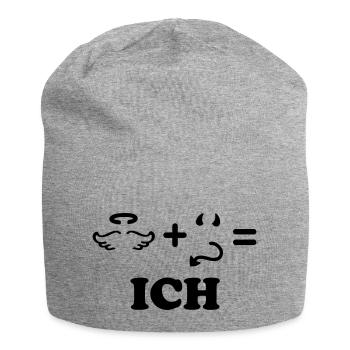Engel + Teufel = ich - einfarbig - Jersey-Beanie - Grau meliert - Vorne