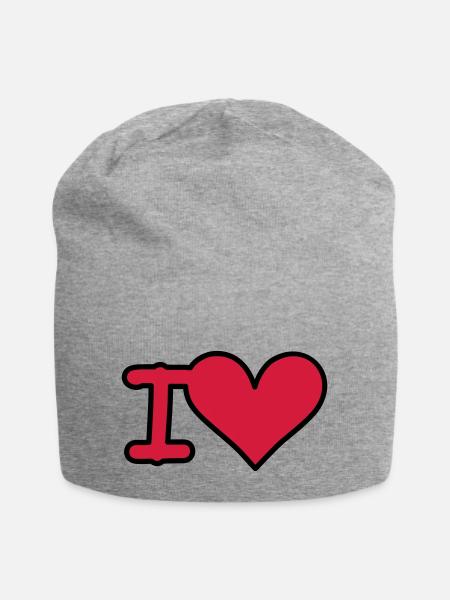 i love - Jersey-Beanie - Grau meliert