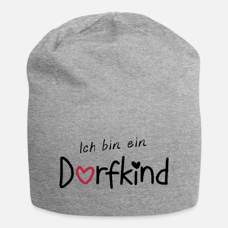 Ich bin ein Dorfkind - Jersey-Beanie - Grau meliert