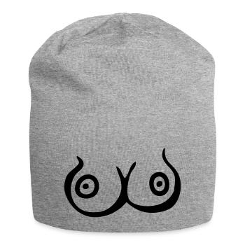 cartoon boobs - Jersey Beanie - heather grey - Front