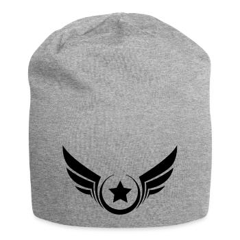 Winged star, star with wings - Jersey Beanie - heather grey - Front