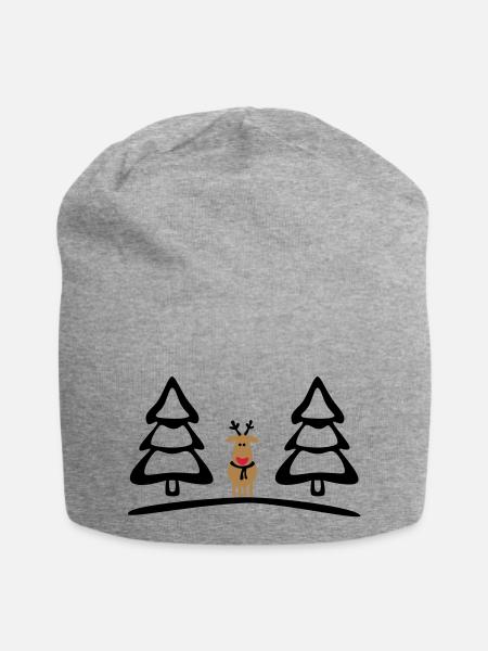 Weihnachten, Rentiere - Jersey-Beanie - Grau meliert