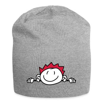 hide wall wall face head child painted kri - Jersey Beanie - heather grey - Front
