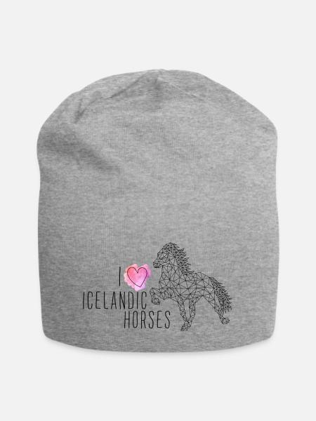 Islandpferd "I Love" - Jersey-Beanie - Grau meliert