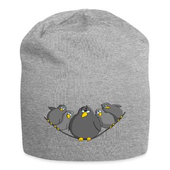 Vogel fett und witzig - Jersey-Beanie - Grau meliert - Vorne